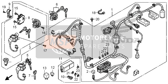 Honda SH125 2013 Kabelboom voor een 2013 Honda SH125